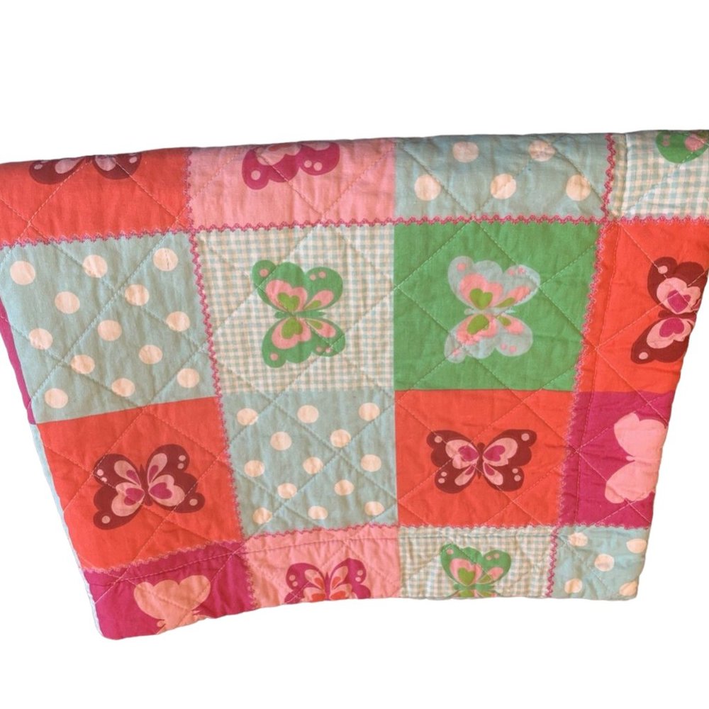 LAURA ASHLEY Quilted Standard Shams Cotton Butterflies Polka Dots Set of 2